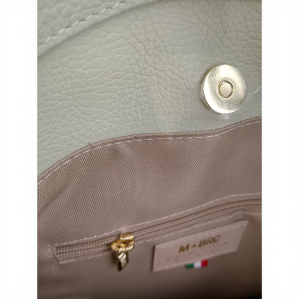 Borsa a mano in vera pelle con doppia tracolla mbrc di colore verde acqua codice h073.