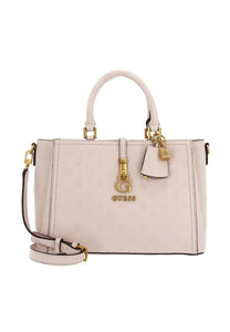 Borsa guess a mano con tracolla removibile modello abey colore bluh logo rosa.