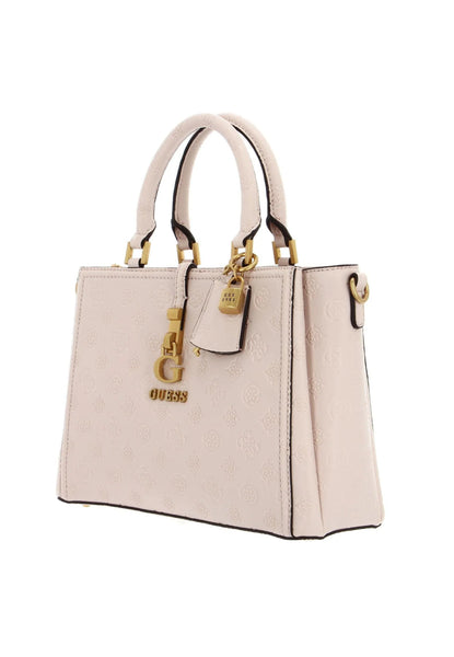 Borsa guess a mano con tracolla removibile modello abey colore bluh logo rosa.