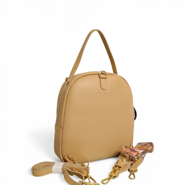 Zaino in vera pelle Mbrc modello Obona di colore camel codice h100.