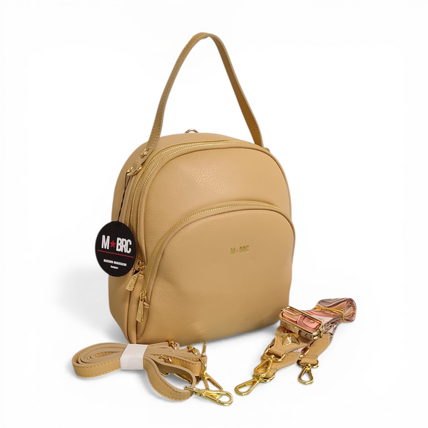 Zaino in vera pelle Mbrc modello Obona di colore camel codice h100.