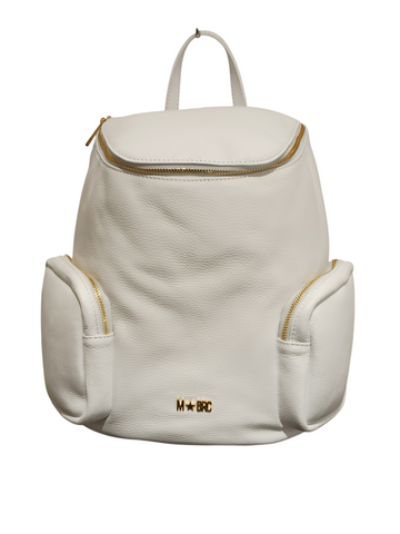 Zaino Mbrc in Pelle Collezione Voyager di colore Bianco.