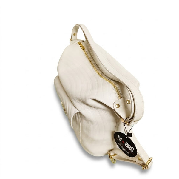 Zaino in vera pelle mbrc di colore bianco modello round coice h207.