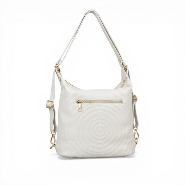 Zaino in vera pelle mbrc di colore bianco modello round coice h207.
