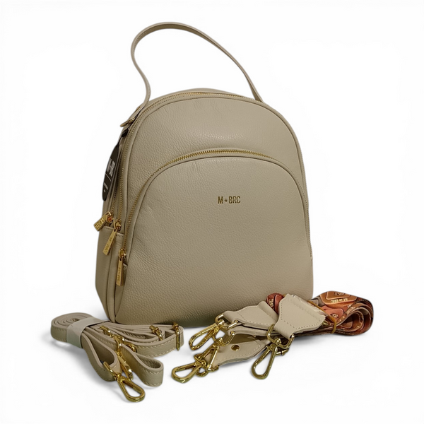 Zaino in vera pelle mbrc colore avoroo con doppia tracolla codice h100.